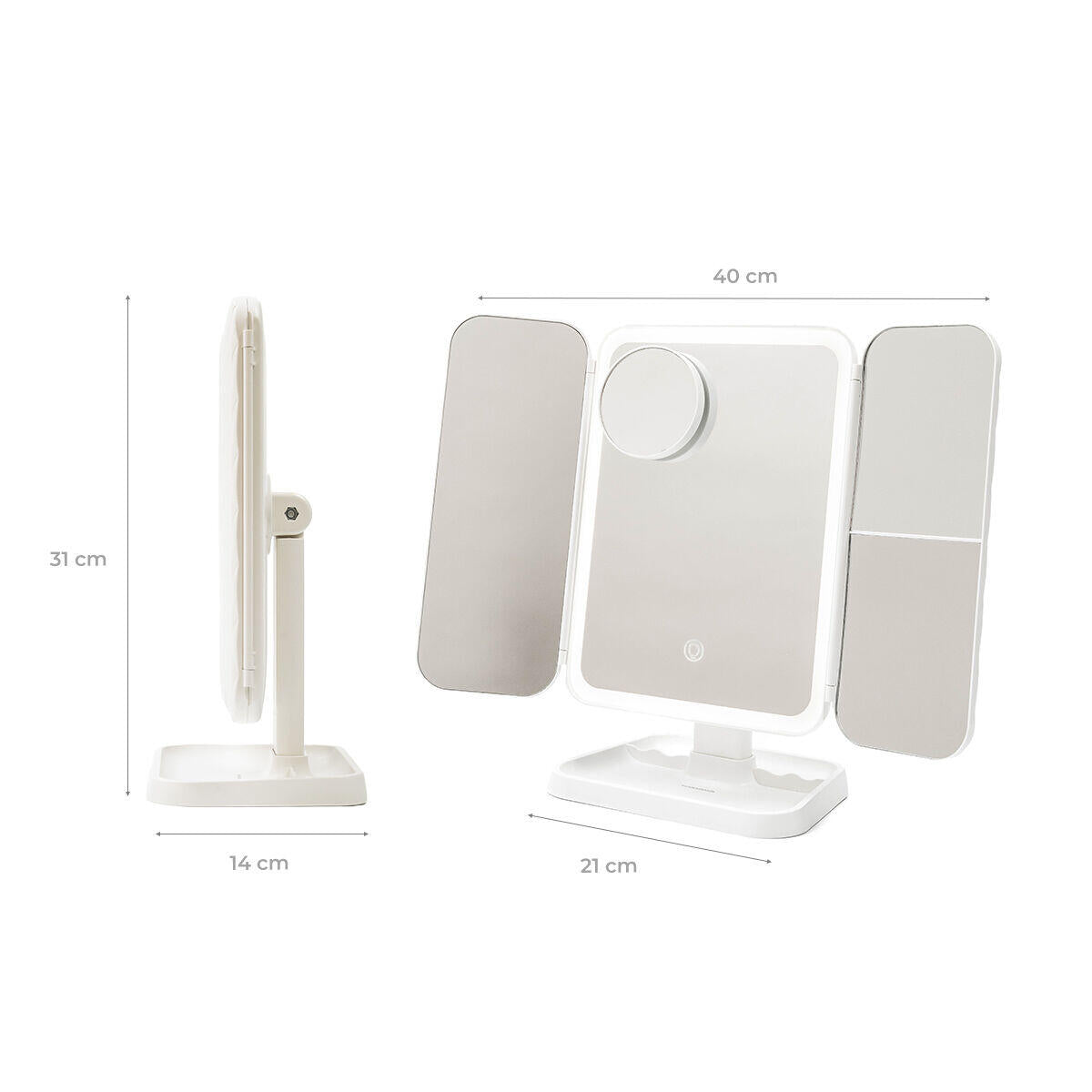 Espelho de Maquilhagem LED Tríptico Recarregável